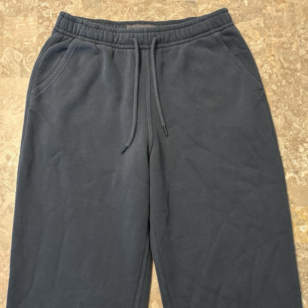 Abercrombie & Fitch Sweatpants Mens Medium Blue Grey Fleece Essentials Baggy
